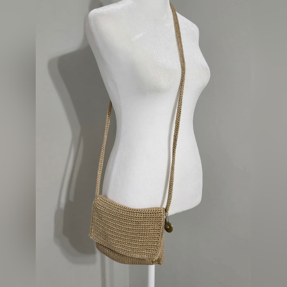 The SAK Small Metallic Gold Accents Crochet Knit Crossbody - Picture 2 of 16